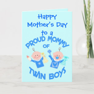 Tarjeta Día de la madre personalizado, madre de gemelos