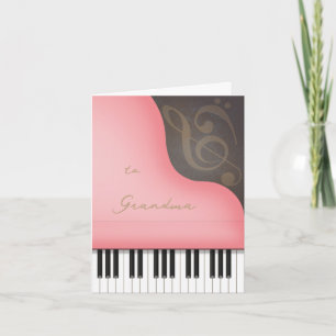 Tarjeta Día de la Madre Piano Rosa Caprichoso Mamá o Abuel