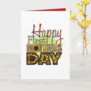 Tarjeta Día de la Madre primer feliz agregar texto dentro