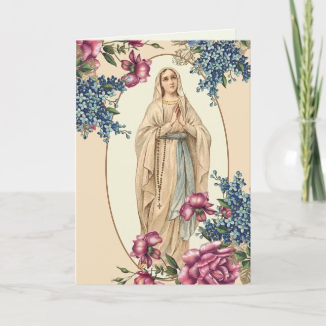 Tarjeta Día de la Madre religioso bendecido Virgen María V (Anverso)