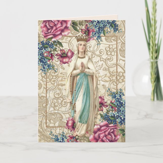 Tarjeta Día de la Madre religioso Bendita Virgen María (Anverso)