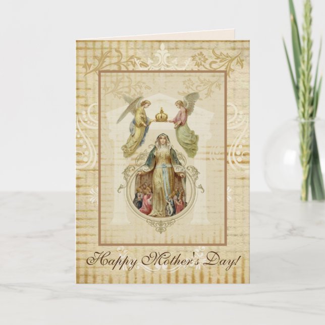 Tarjeta Día de la Madre religioso Bendita Virgen María Ang (Anverso)