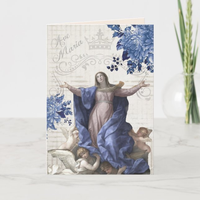 Tarjeta Día de la Madre religioso Bendita Virgen María Ang (Anverso)