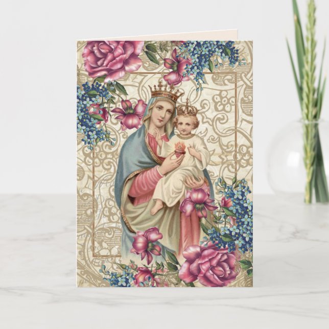 Tarjeta Día de la Madre religioso Bendita Virgen María Jes (Anverso)