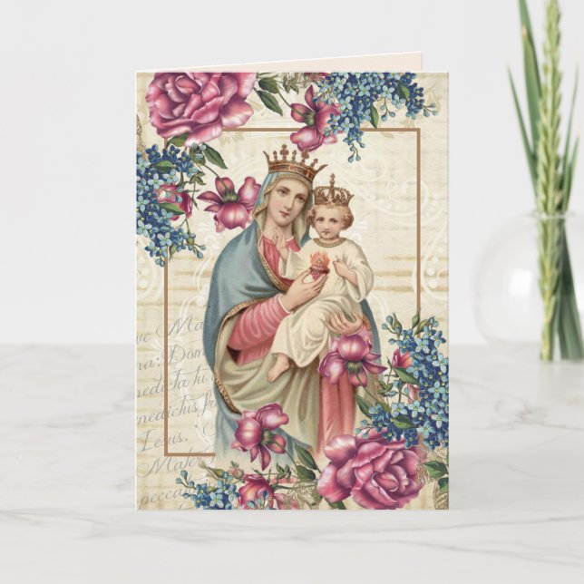 Tarjeta Día de la Madre religioso Bendita Virgen María Jes (Anverso)