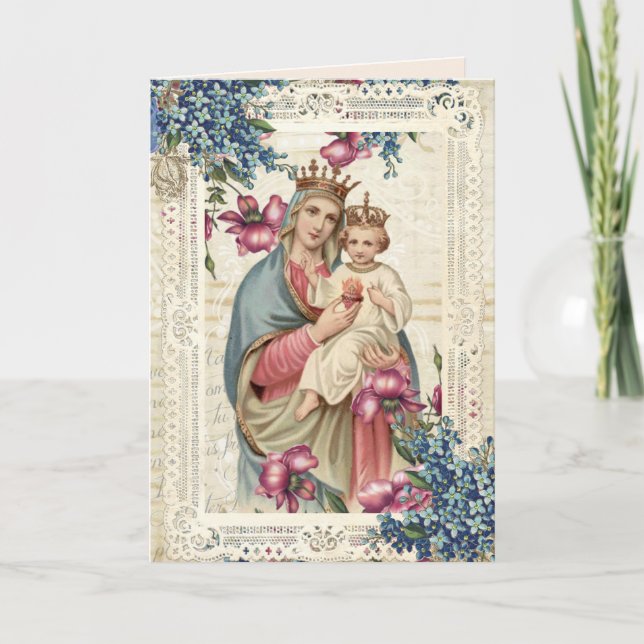 Tarjeta Día de la Madre religioso Bendita Virgen María Jes (Anverso)
