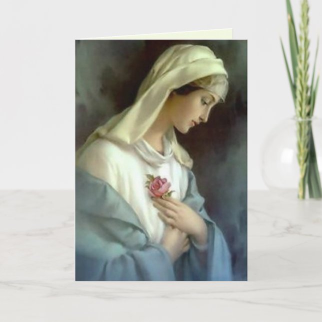 Tarjeta Día de la Madre religioso Bendita Virgen María Ros (Anverso)