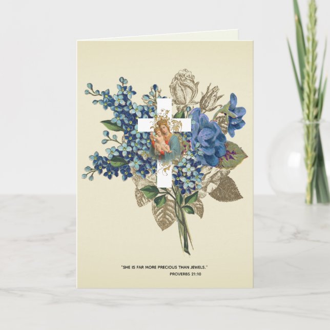 Tarjeta Día de la Madre religioso Bendita Virgen María Vin (Anverso)