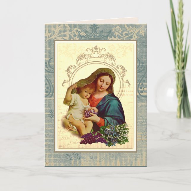Tarjeta Día de la Madre religioso Bendita Virgen María Vin (Anverso)