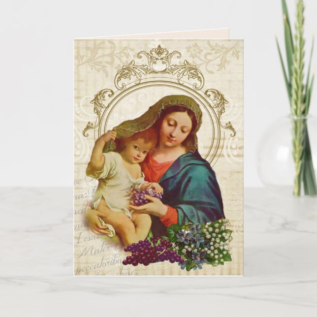 Tarjeta Día de la Madre religioso Bendita Virgen María Vin (Anverso)