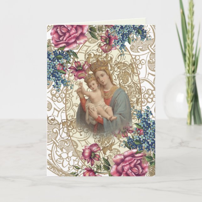 Tarjeta Día de la Madre religioso Bendita Virgen María Vin (Anverso)