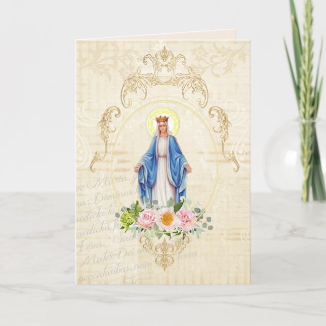 Tarjeta Día de la Madre religioso Bendita Virgen María Vin (Anverso)