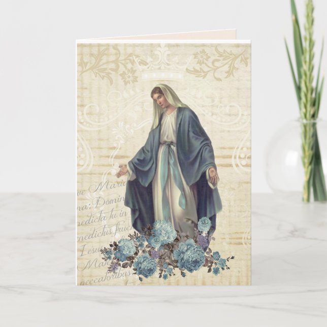 Tarjeta Día de la Madre religioso Bendita Virgen María Vin (Anverso)