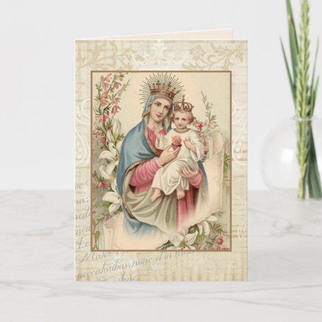 Tarjeta Día de la Madre religioso Bendito Virgen Jesús (Anverso)