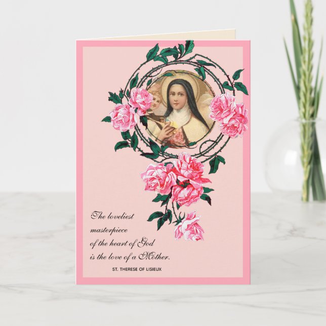 Tarjeta Día de la Madre religioso Santa Teresa Católica (Anverso)