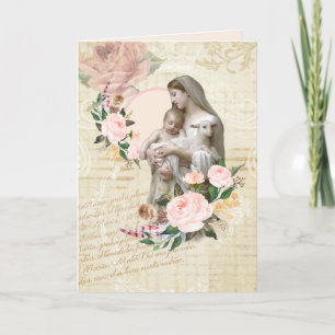 Tarjeta Día de la Madre religioso Virgen María Cordero Jes