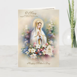 Tarjeta Día de la Madre Religioso Virgen María Floral 