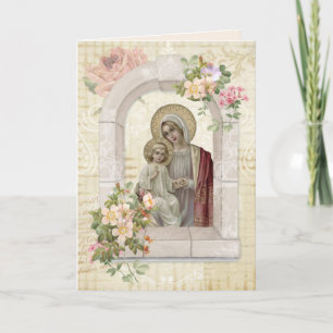 Tarjeta Día de la Madre religioso Virgen María Jesús