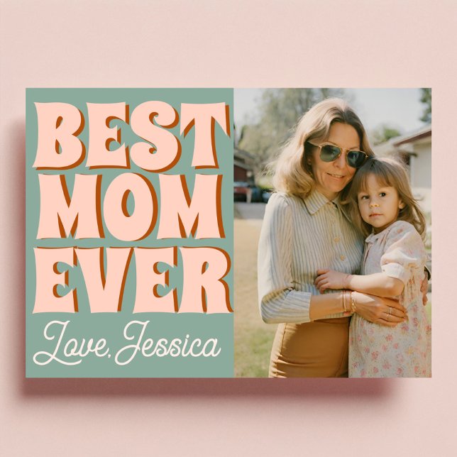 Tarjeta Día de la Madre retro foto rosa azul (Subido por el creador)