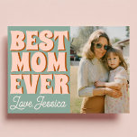 Tarjeta Día de la Madre retro foto rosa azul<br><div class="desc">Día de la Madre retro foto rosa azul</div>