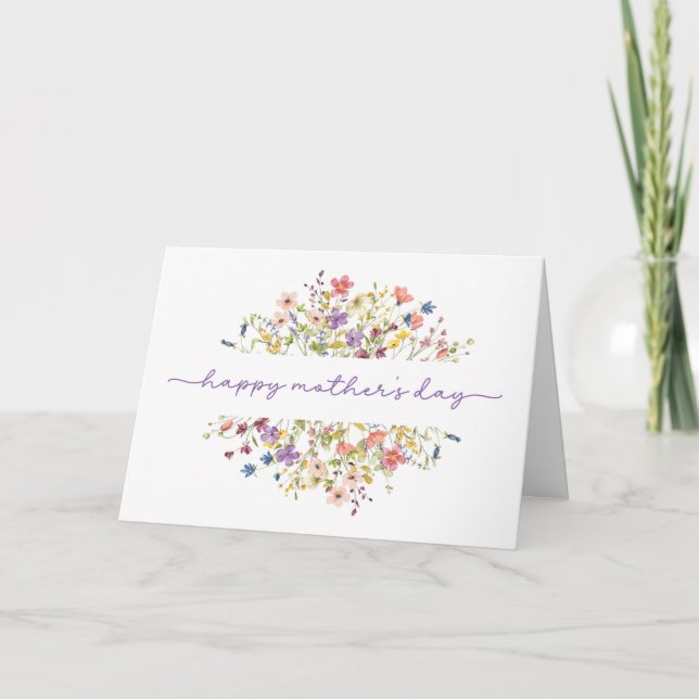 Tarjeta Día de la Madre Rodeado de Delicadas Flores Silves (Anverso)