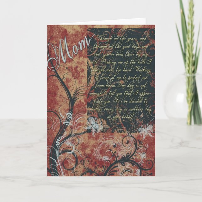 Tarjeta Día de la Madre Rojo Flor Dulce (Anverso)