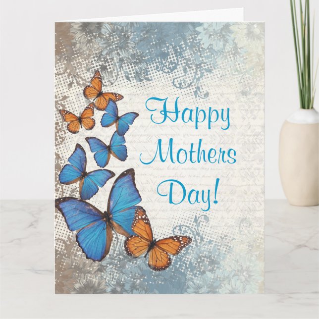Tarjeta Día de la Madre romántico de la mariposa (Anverso)