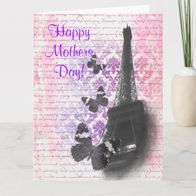 Tarjeta Día de la Madre romántico de París (Anverso)