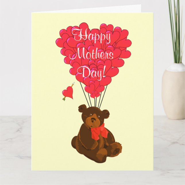 Tarjeta Día de la Madre romántico del oso de peluche (Anverso)