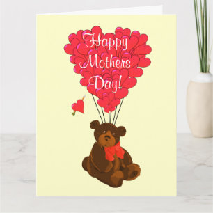 Tarjeta Día de la Madre romántico del oso de peluche