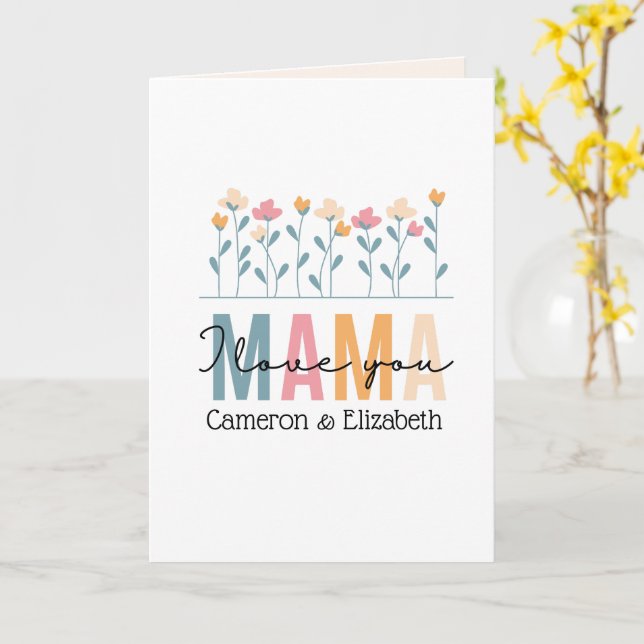 Tarjeta Día de la Madre rosa floral de Boho (flor amarilla)