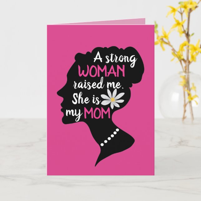 Tarjeta Día de la madre rosa, una mujer fuerte inspiradora (flor amarilla)