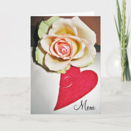 Tarjeta Día de la Madre Rosa y Corazón