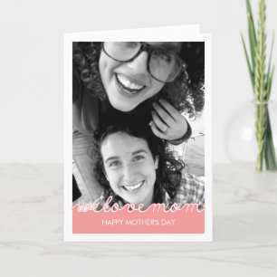 Tarjeta Día de la Madre rosado foto amor mamá cortar texto