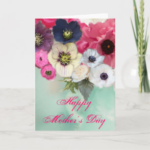 TARJETA DÍA DE LA MADRE ROSAS BLANCAS ROSADAS Y FLORES DE