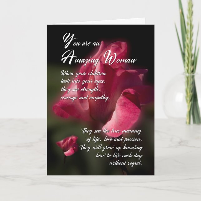 Tarjeta Día de la Madre Rosas sensoriales y poema (Anverso)