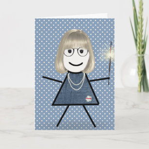 Tarjeta Día de la Madre Stick Girl con bengala
