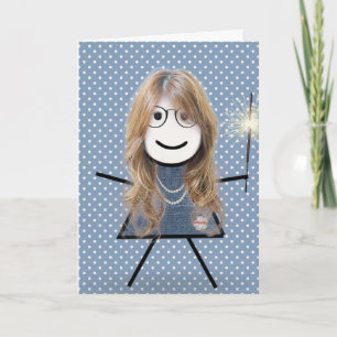 Tarjeta Día de la Madre Stick Girl con bengala