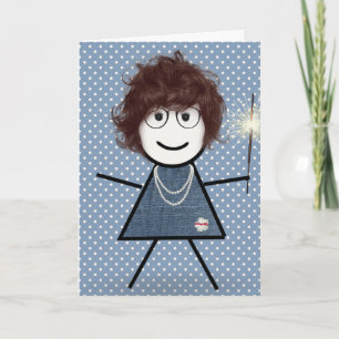 Tarjeta Día de la Madre Stick Girl con bengala