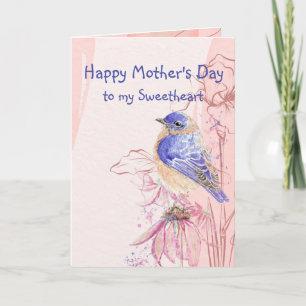 Tarjeta Día de la Madre Sweetheart amor Bluebird Jardín Pá