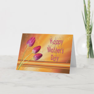 Tarjeta Día de la Madre, tulipanes llenos de sol