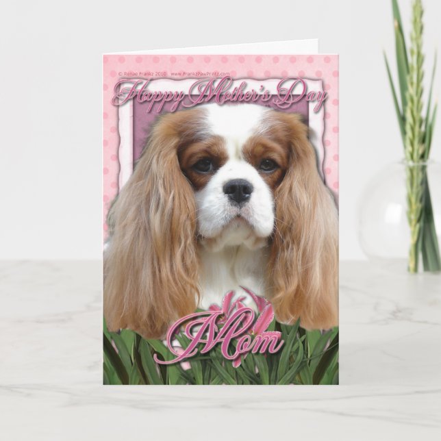 Tarjeta Día de la Madre - tulipanes rosados - caballeros - (Anverso)