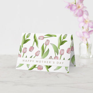 Tarjeta Día de la madre: Tulipanes rosados modernos