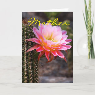 Tarjeta Día de la Madre y Cactus Rosa