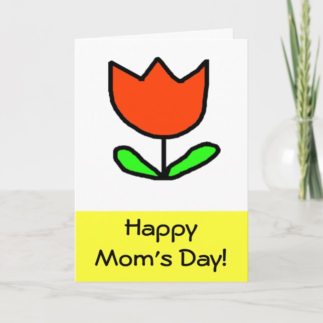 Tarjeta Día de la mamá de los Tulipanes Rojos (Anverso)