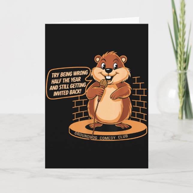 Tarjeta Día de la Marmota Comedia Stand-up Clima Sarcasmo  (Anverso)