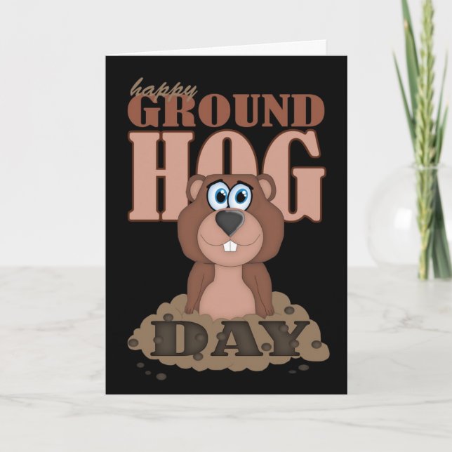 Tarjeta Día de la marmota con el dibujo animado lindo (Anverso)