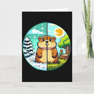 Tarjeta Día de la marmota de invierno o primavera Threadro