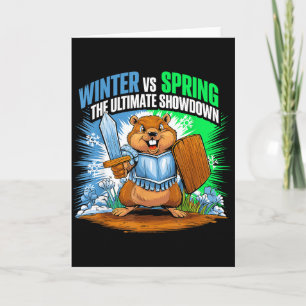 Tarjeta Día de la Marmota Divertido Invierno Primavera Sar