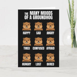 Tarjeta Día de la Marmota Estados de ánimo lindos de Punxs